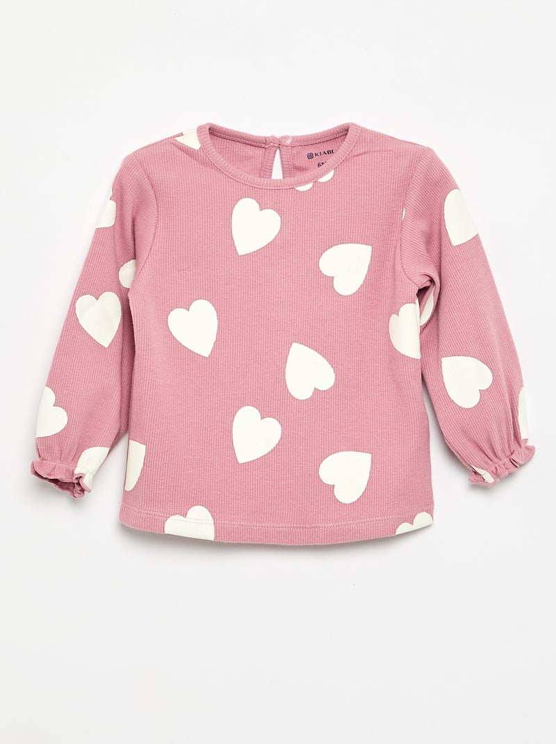 Conjunto de 2 peças - T-shirt de manga comprida + legging Rosa - Kiabi