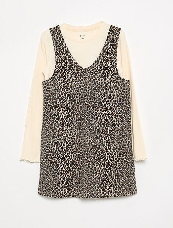 Conjunto de 2 peças - Vestido + T-shirt de manga comprida