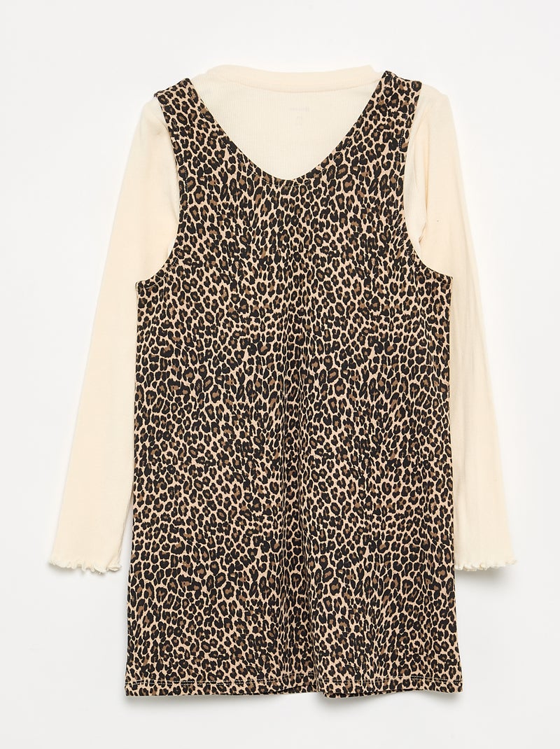 Conjunto de 2 peças - Vestido + T-shirt de manga comprida Bege - Kiabi