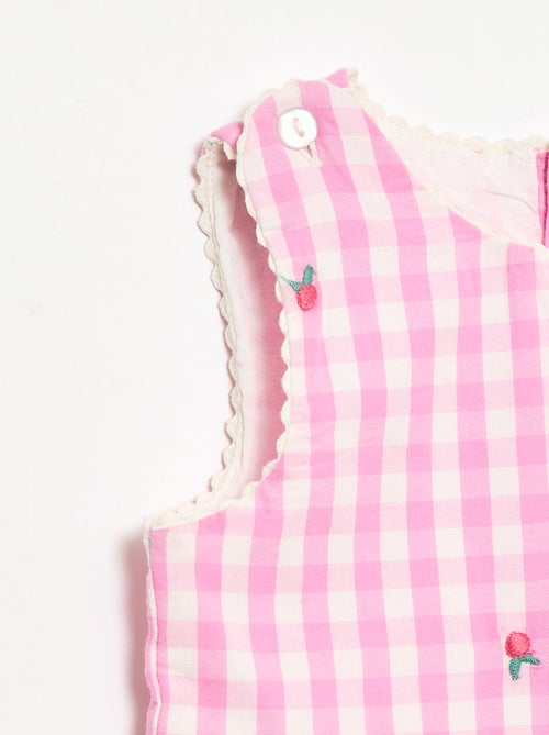Conjunto de 2 peças - Vestido vichy sem mangas em popelina de algodão + cuecas - Kiabi