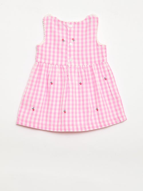Conjunto de 2 peças - Vestido vichy sem mangas em popelina de algodão + cuecas - Kiabi