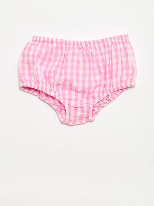 Conjunto de 2 peças - Vestido vichy sem mangas em popelina de algodão + cuecas - Kiabi