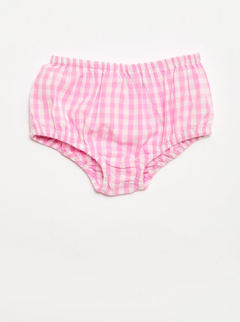Conjunto de 2 peças - Vestido vichy sem mangas em popelina de algodão + cuecas Rosa - Kiabi