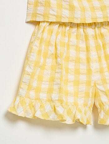 Conjunto de 2 peças: blusa e calções com folhos