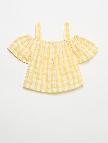 Conjunto de 2 peças: blusa e calções com folhos