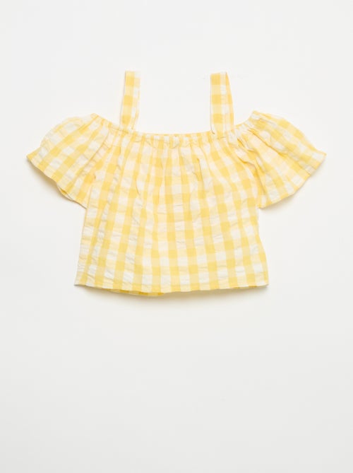 Conjunto de 2 peças: blusa e calções com folhos - Kiabi