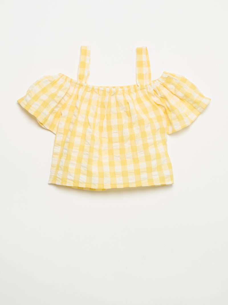 Conjunto de 2 peças: blusa e calções com folhos Amarelo - Kiabi