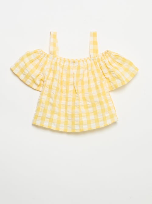 Conjunto de 2 peças: blusa e calções com folhos - Kiabi