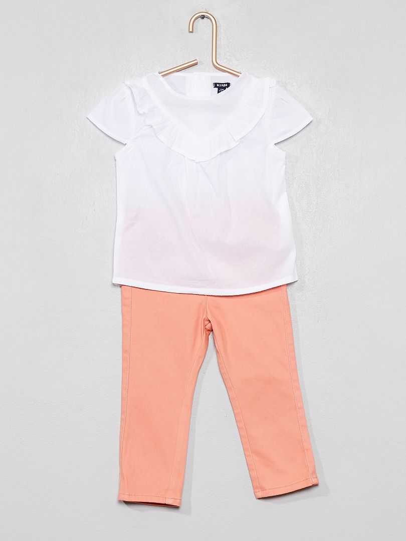 Conjunto de 2 peças calças e blusa Branco - Kiabi