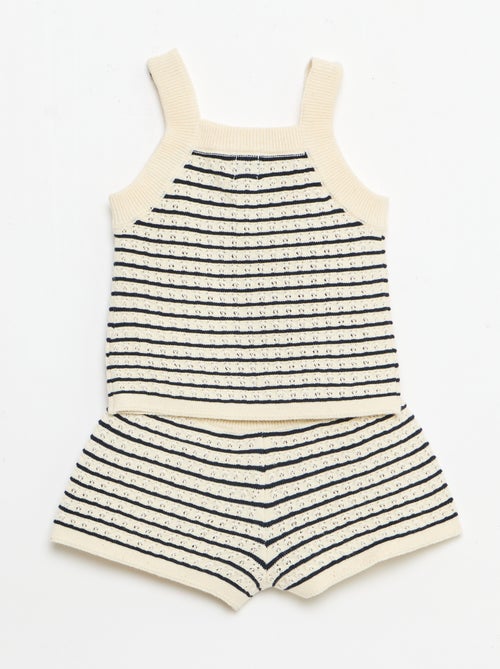 Conjunto de 2 peças: calções + t-shirt em croché - Kiabi