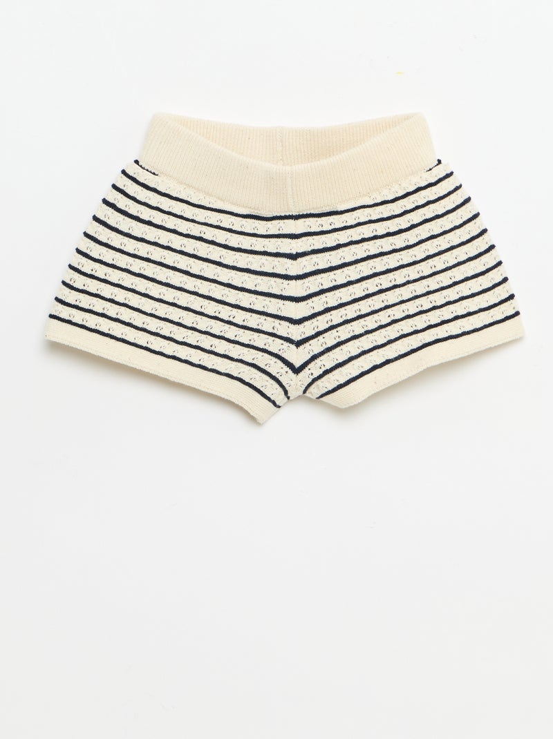 Conjunto de 2 peças: calções + t-shirt em croché Azul - Kiabi