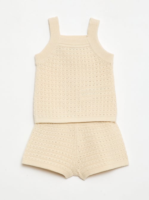 Conjunto de 2 peças: calções + t-shirt em croché - Kiabi