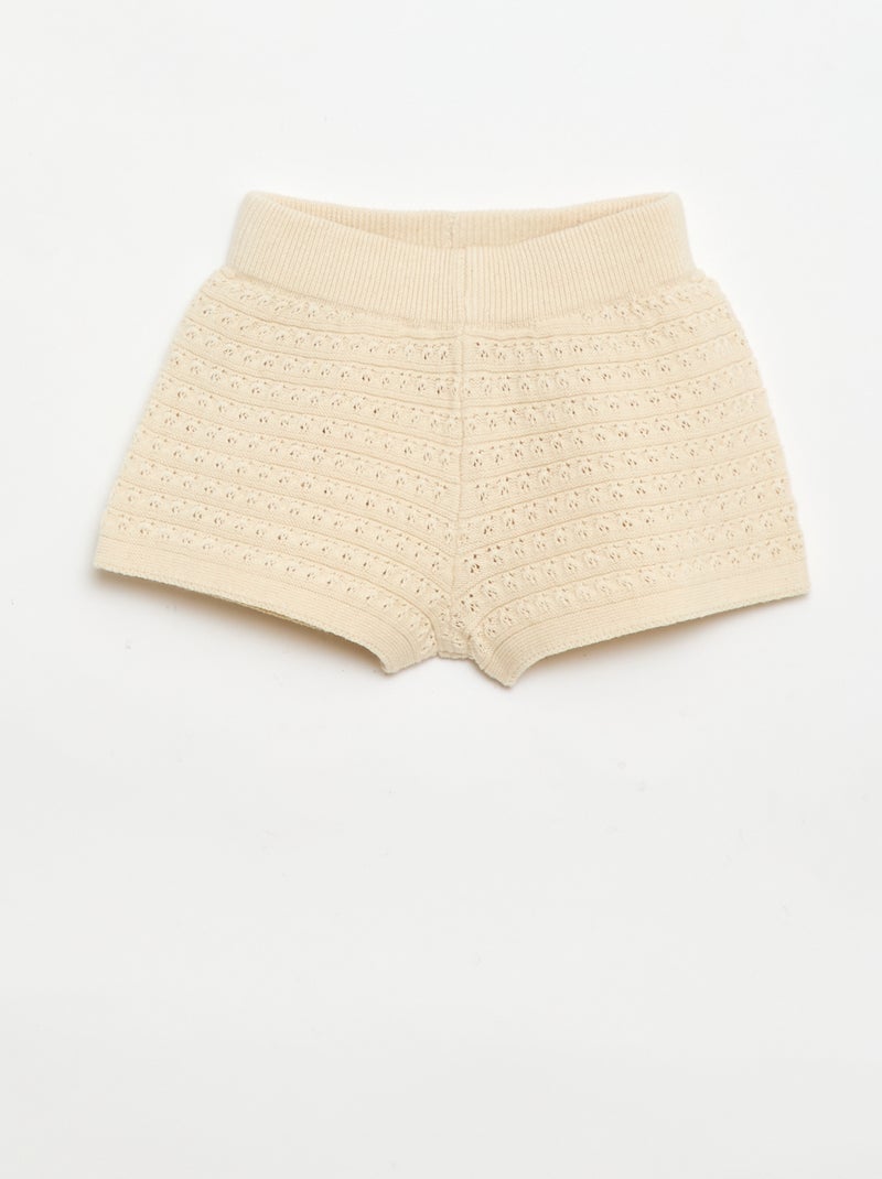 Conjunto de 2 peças: calções + t-shirt em croché Branco - Kiabi