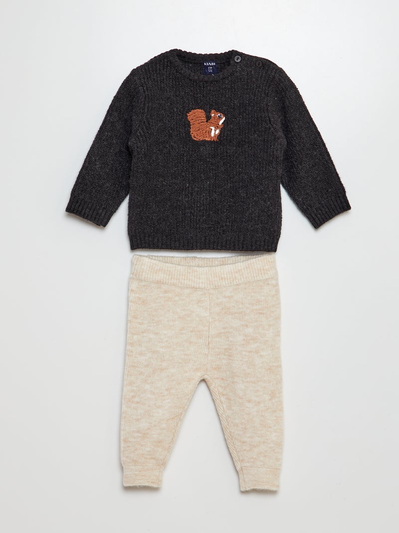 Conjunto de 2 peças camisola + leggings CINZA - Kiabi