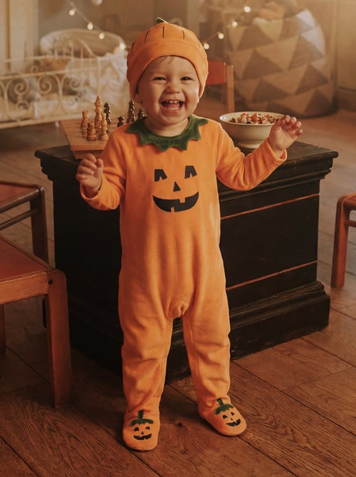 Conjunto de 2 peças de veludo 'Halloween' - pijama-macacão + gorro - Kiabi