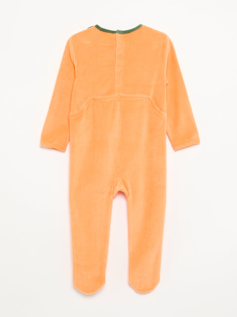 Conjunto de 2 peças de veludo 'Halloween' - pijama-macacão + gorro Laranja - Kiabi