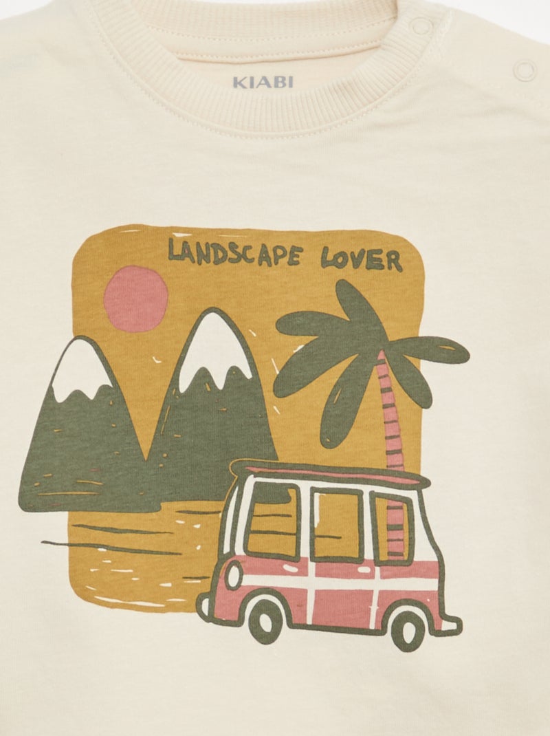 Conjunto de 2 peças em algodão T-shirt + calções Bege - Kiabi