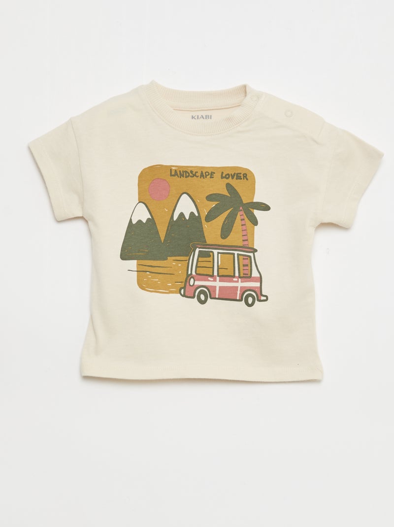 Conjunto de 2 peças em algodão T-shirt + calções Bege - Kiabi