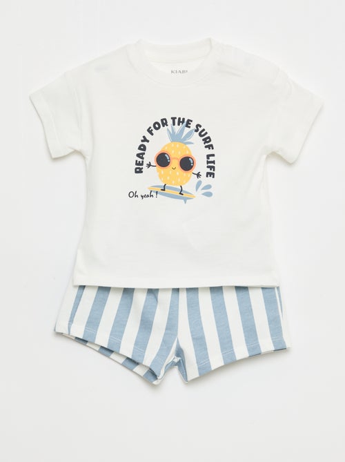 Conjunto de 2 peças em algodão T-shirt + calções - Kiabi
