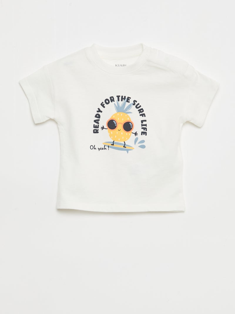 Conjunto de 2 peças em algodão T-shirt + calções Branco - Kiabi