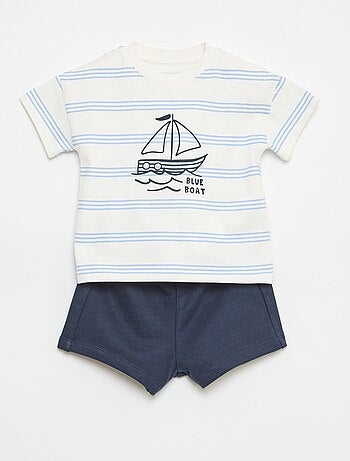 Conjunto de 2 peças em algodão T-shirt + calções