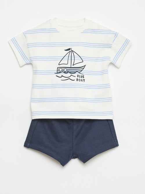 Conjunto de 2 peças em algodão T-shirt + calções - Kiabi