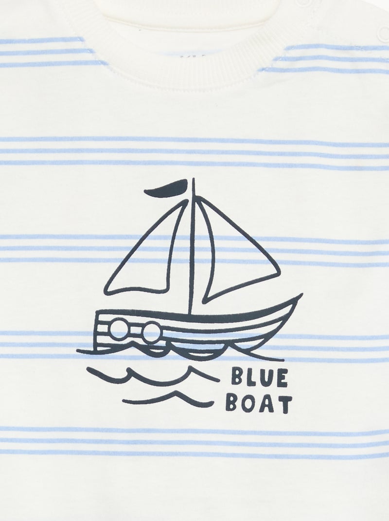 Conjunto de 2 peças em algodão T-shirt + calções Branco - Kiabi