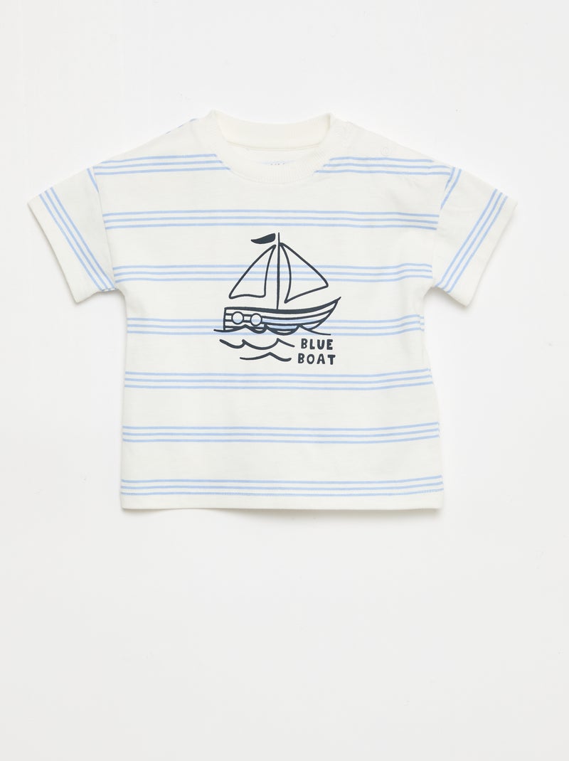 Conjunto de 2 peças em algodão T-shirt + calções Branco - Kiabi
