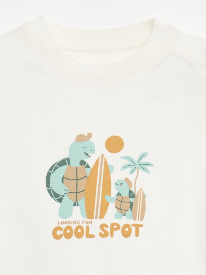 Conjunto de 2 peças em algodão T-shirt + calções Branco - Kiabi