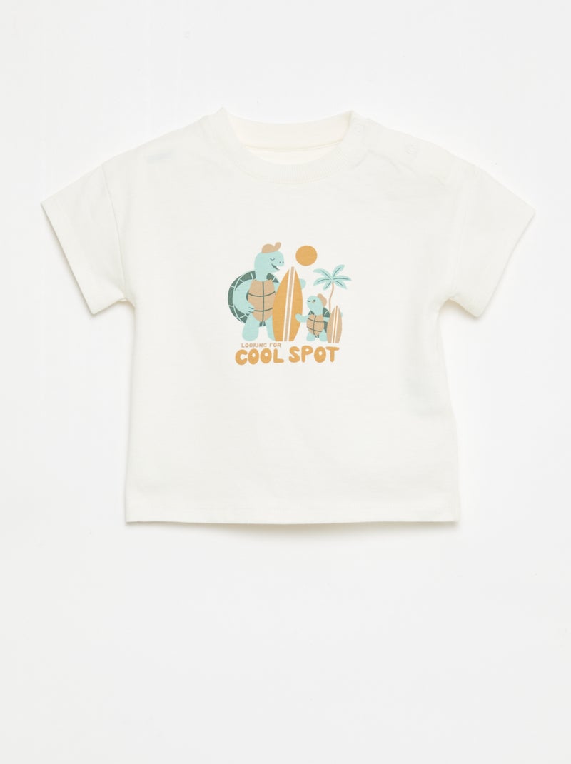 Conjunto de 2 peças em algodão T-shirt + calções Branco - Kiabi