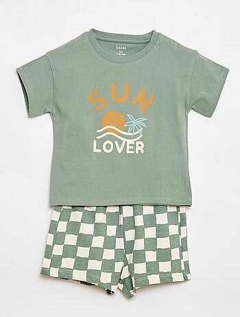 Conjunto de 2 peças em algodão T-shirt + calções