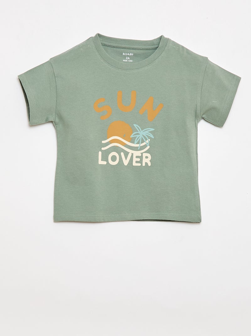 Conjunto de 2 peças em algodão T-shirt + calções Verde - Kiabi