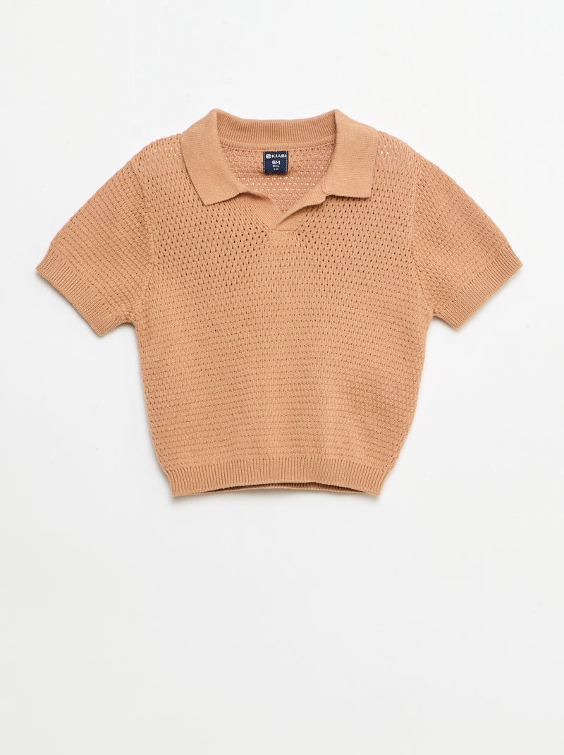 Conjunto de 2 peças em malha - T-shirt polo + calções Castanho - Kiabi