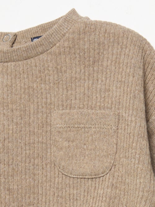 Conjunto de 2 peças em malha canelada - Sweatshirt + calças - Kiabi