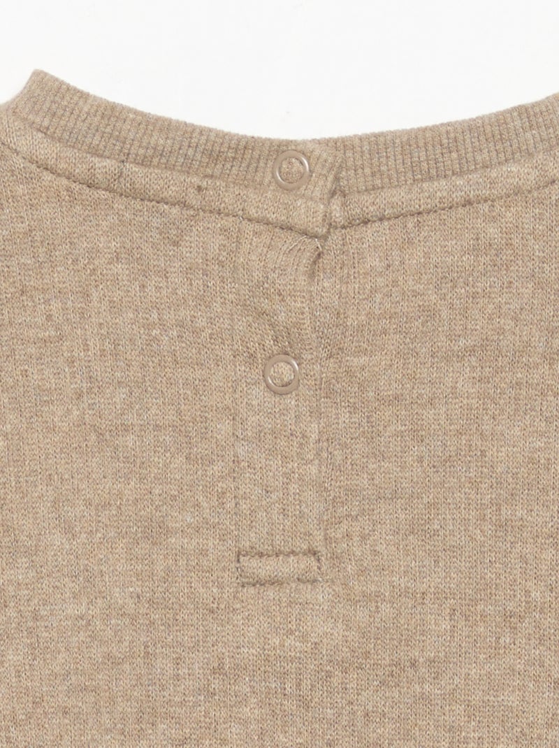 Conjunto de 2 peças em malha canelada - Sweatshirt + calças Bege - Kiabi