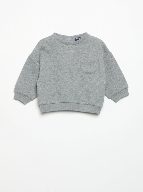 Conjunto de 2 peças em malha canelada - Sweatshirt + calças - Kiabi