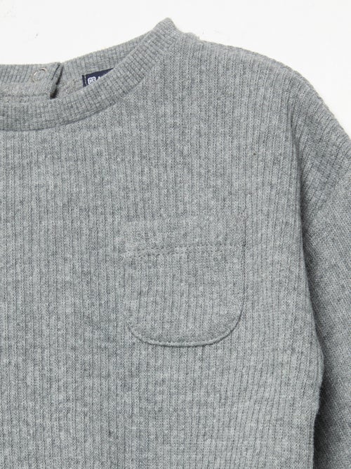 Conjunto de 2 peças em malha canelada - Sweatshirt + calças - Kiabi