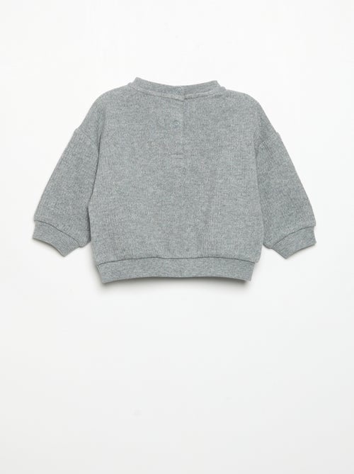 Conjunto de 2 peças em malha canelada - Sweatshirt + calças - Kiabi