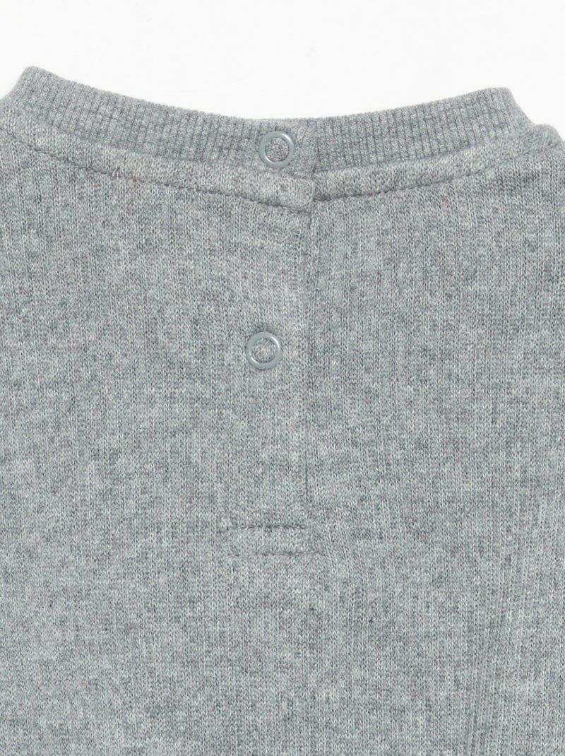 Conjunto de 2 peças em malha canelada - Sweatshirt + calças Cinza - Kiabi