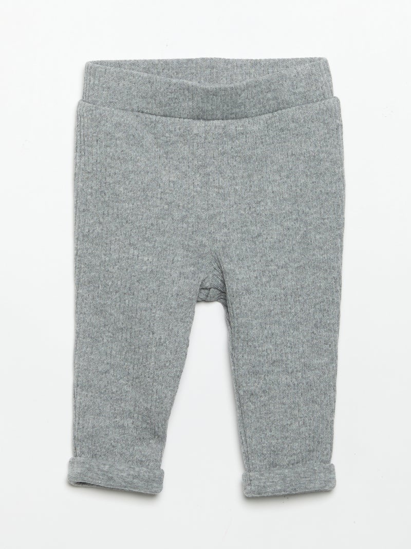 Conjunto de 2 peças em malha canelada - Sweatshirt + calças Cinza - Kiabi