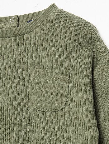Conjunto de 2 peças em malha canelada - Sweatshirt + calças