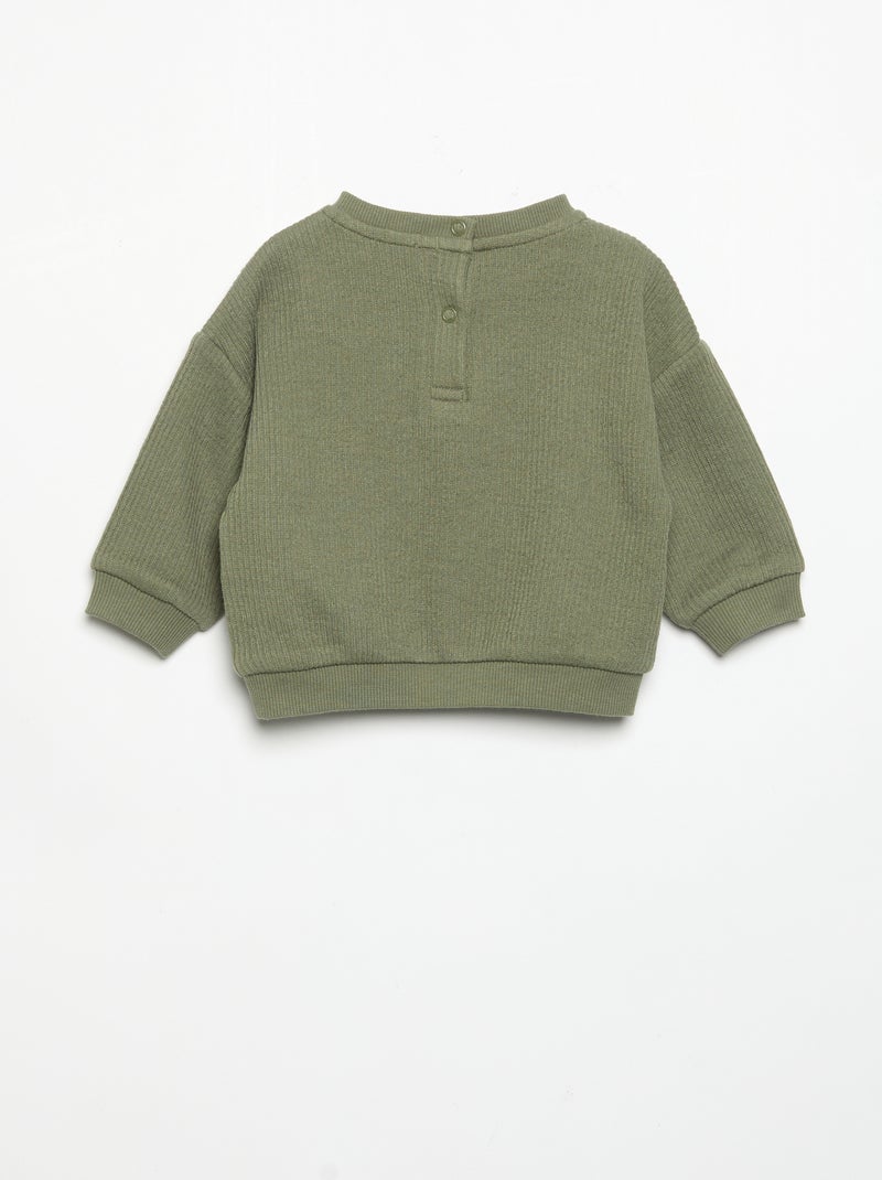 Conjunto de 2 peças em malha canelada - Sweatshirt + calças Verde - Kiabi