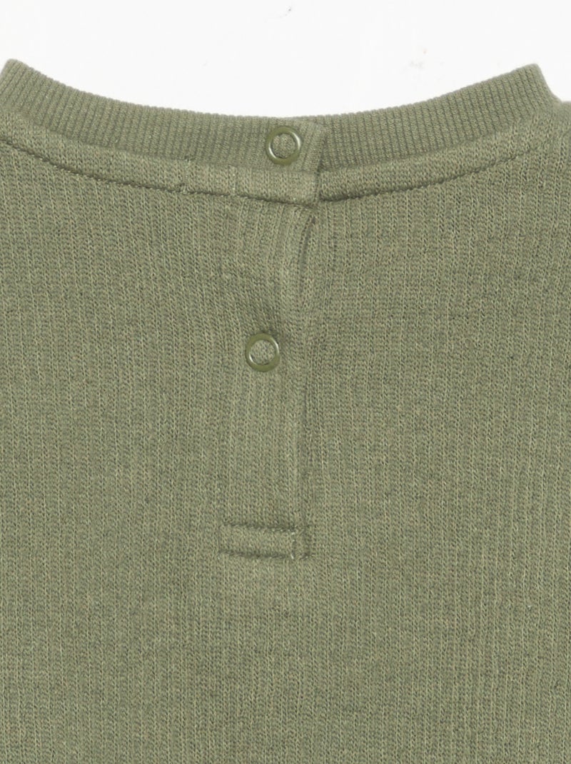 Conjunto de 2 peças em malha canelada - Sweatshirt + calças Verde - Kiabi