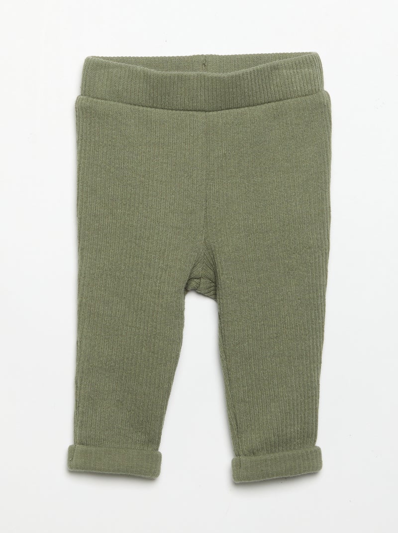 Conjunto de 2 peças em malha canelada - Sweatshirt + calças Verde - Kiabi
