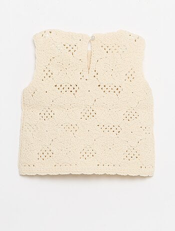 Conjunto de 2 peças em malha de croché - top + calções