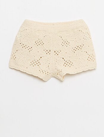 Conjunto de 2 peças em malha de croché - top + calções