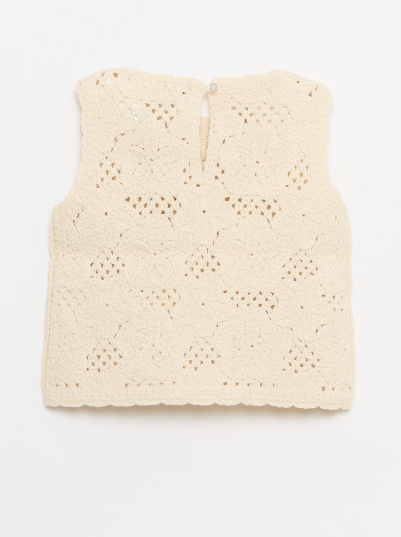 Conjunto de 2 peças em malha de croché - top + calções Branco - Kiabi