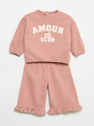 Conjunto de 2 peças em moletão