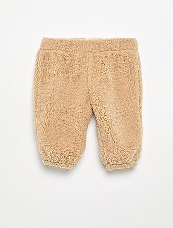 Conjunto de 2 peças em tecido com aspeto de lã de ovelha - Sweatshirt + Calças