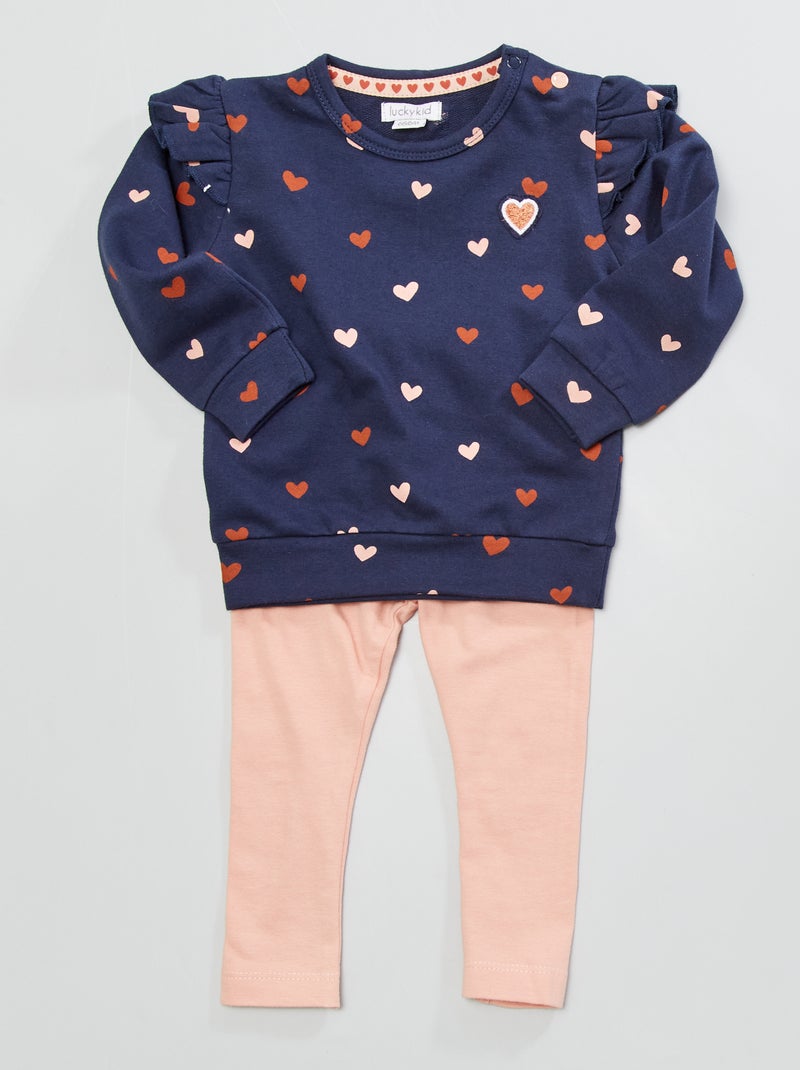 Conjunto de 2 peças; leggings + sweatshirt AZUL - Kiabi
